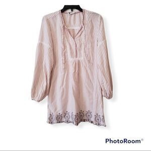 Anthropologie Floreat Embroidered Peasant Boho Tunic Mini Dress sz XS